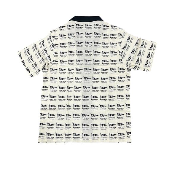NEW Bogey Boys Flag Button Up Men's Golf Shirt Black and Cream Size L - Picture 2 of 6
